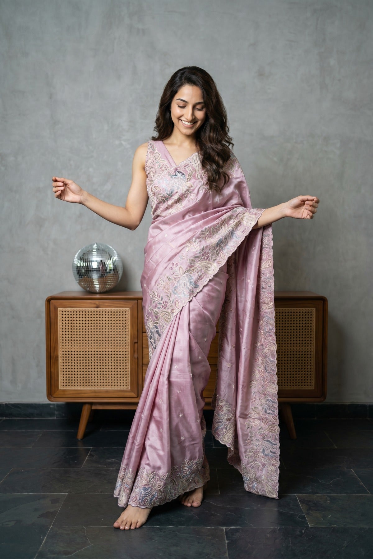 Persian Garden Satin Dobby Tussar Saree