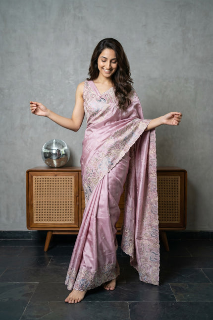 Persian Garden Satin Dobby Tussar Saree