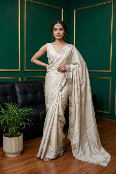 Maple Bloom Satin Tussar Saree