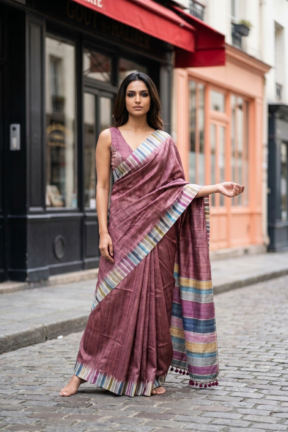 Rainbow Border Matka Silk
