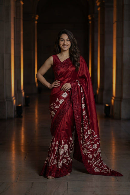 Signature Cutwork Appliqué Silk Saree