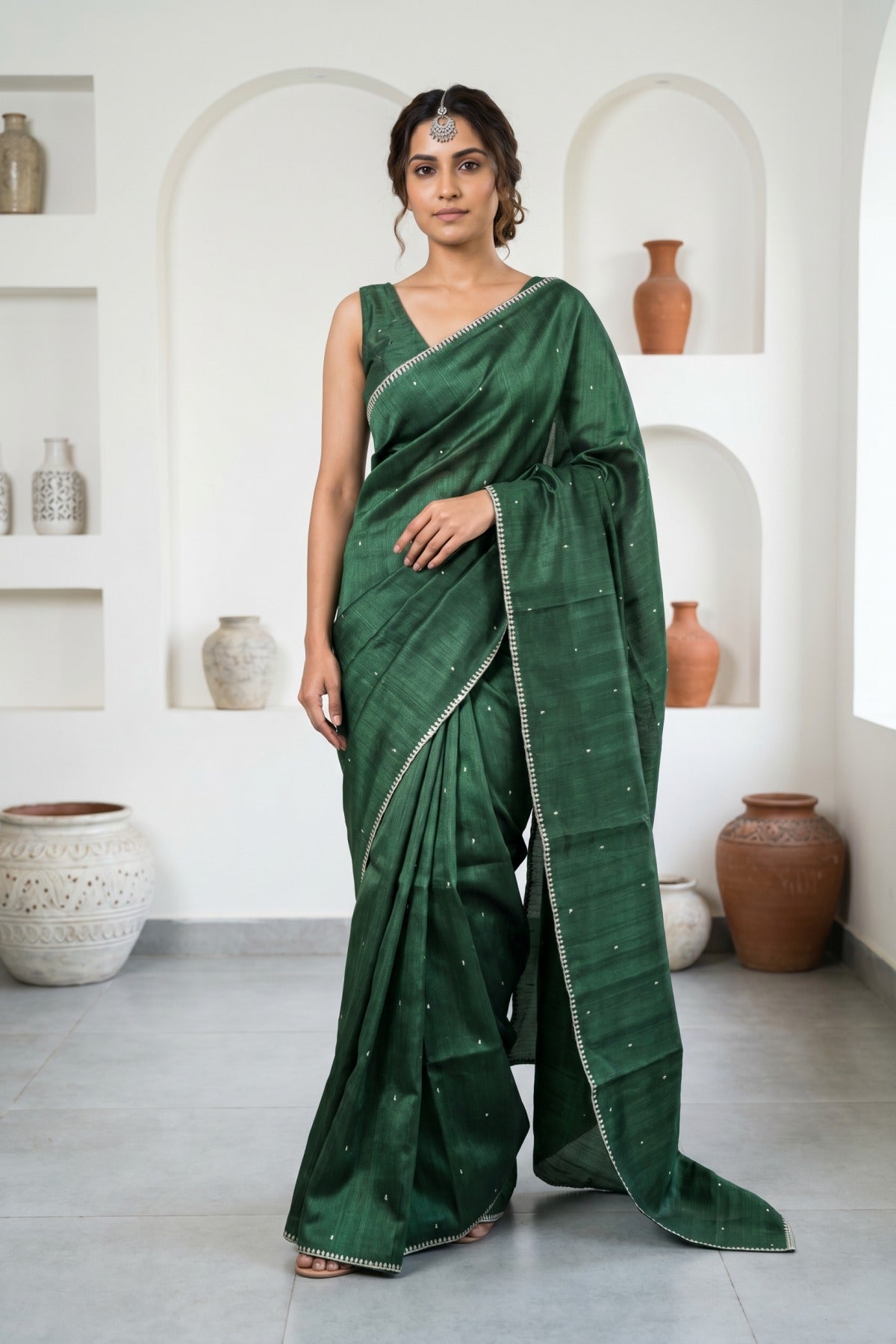 Emerald Whisper Semi Tussar Saree