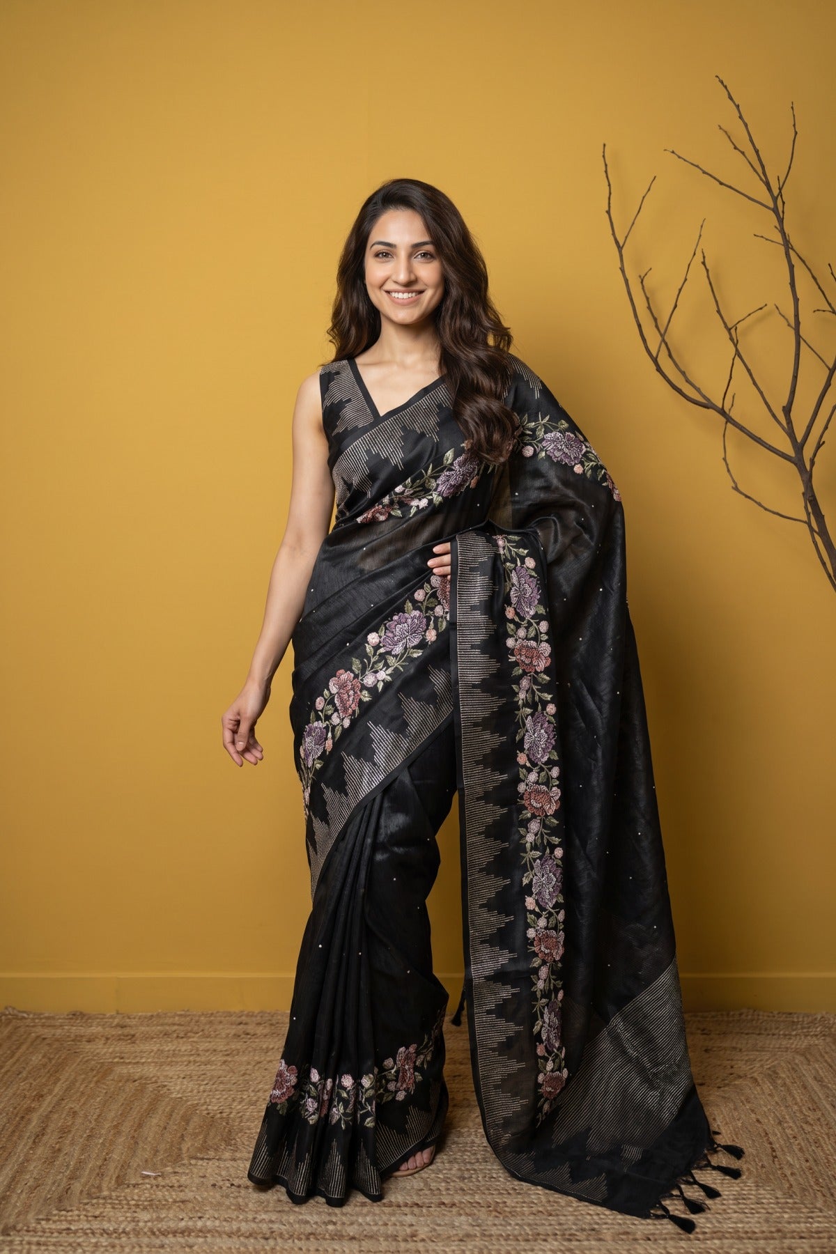 Floral Loom Jute Silk Saree