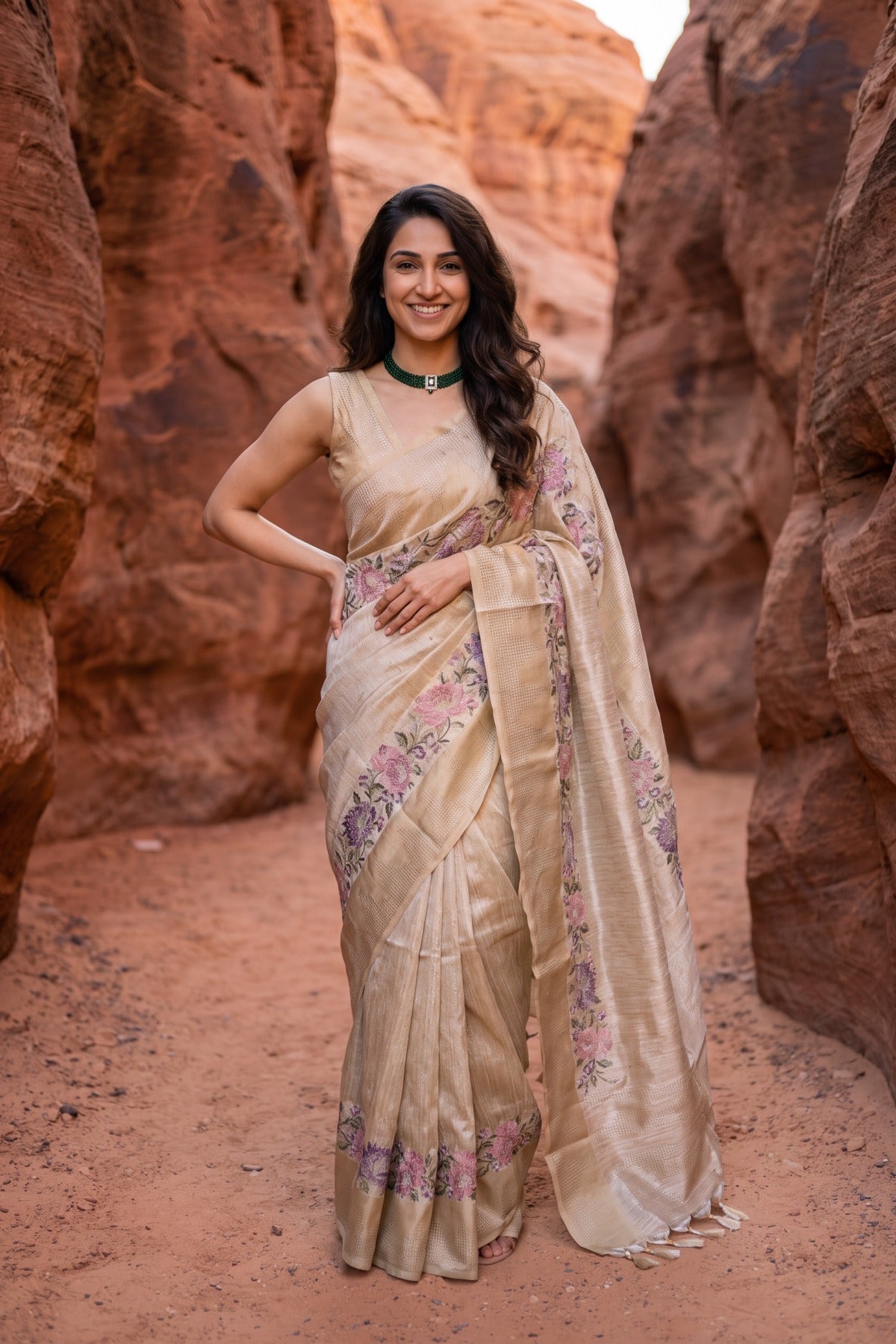 Floral Loom Jute Silk Saree