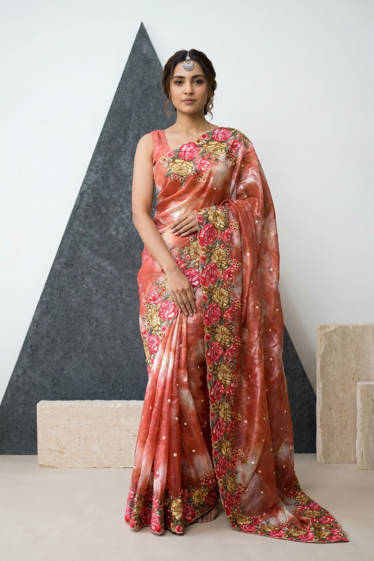 Vintage Colour Wash Crush Tussar Saree