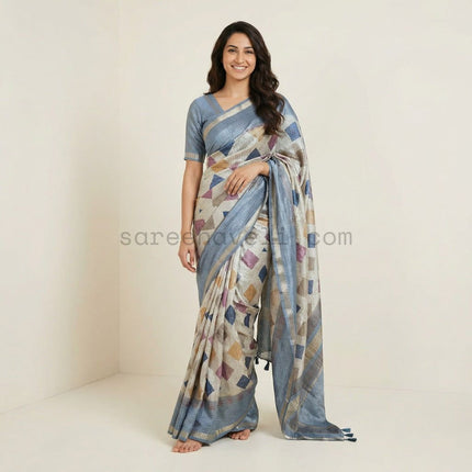 Geometric Grace Chanderi Saree - Saree Haveli Default Title