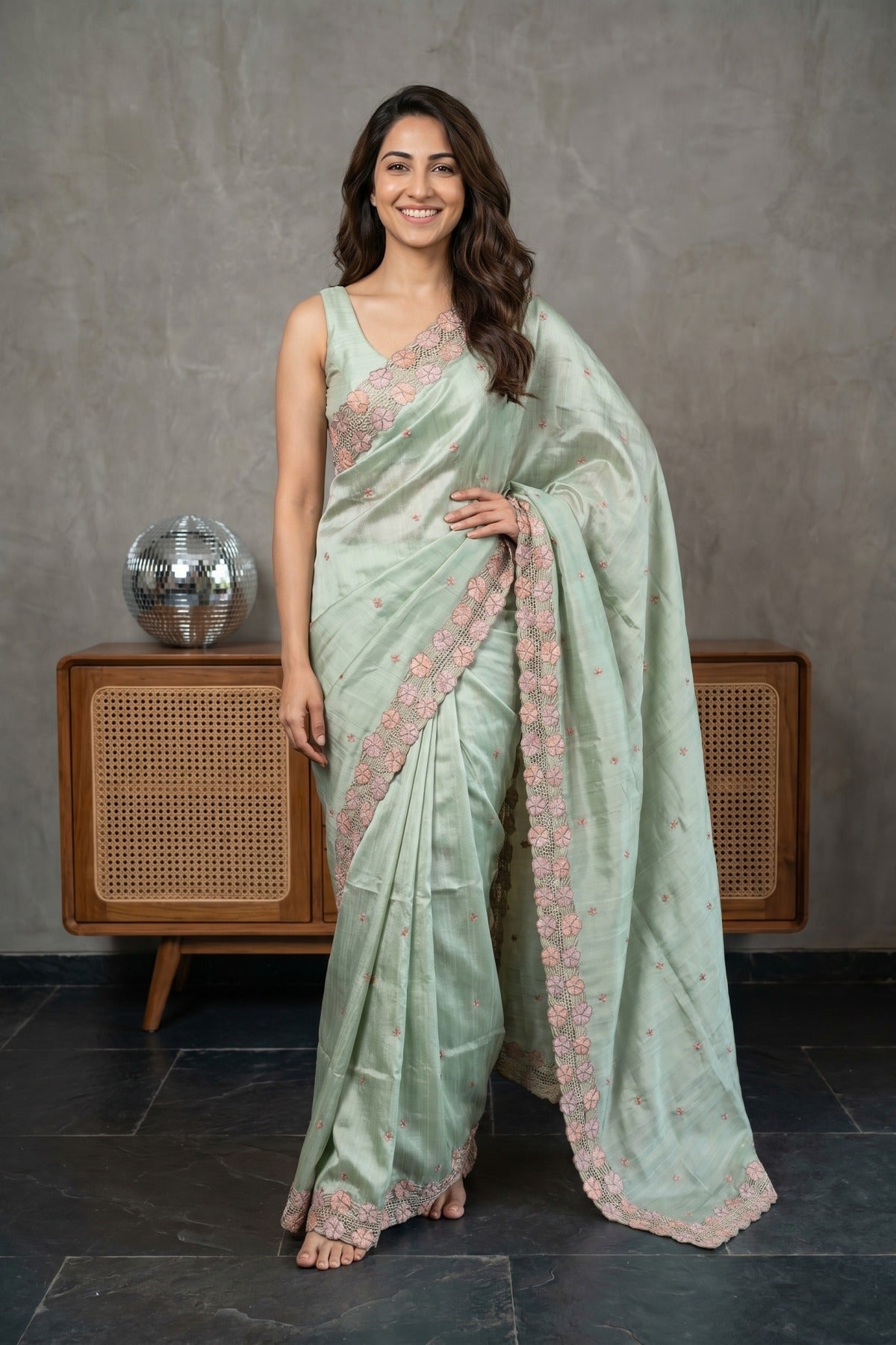 Floral Cutwork Tussar Silk