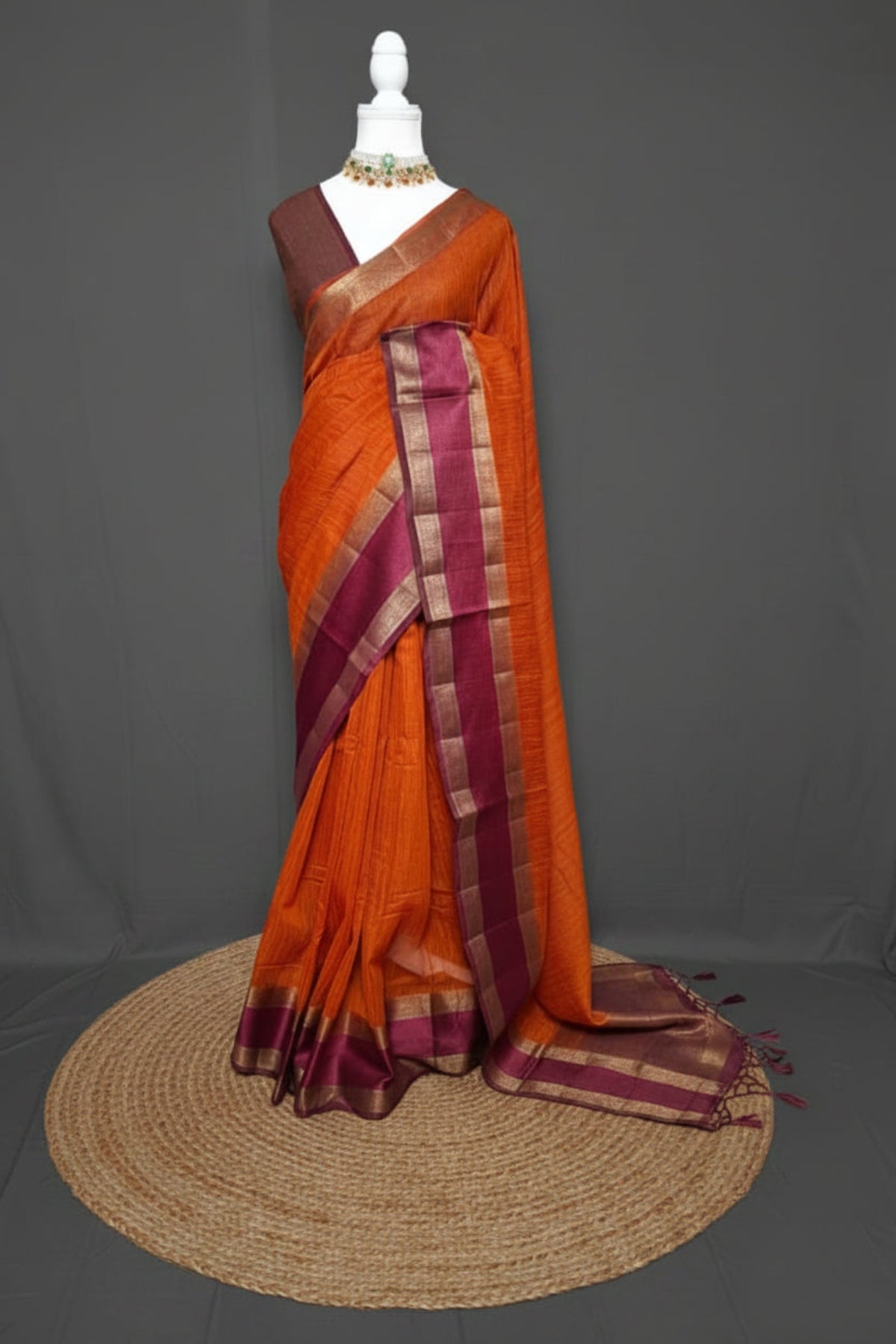 Zari Contrast Semi Jute Silk