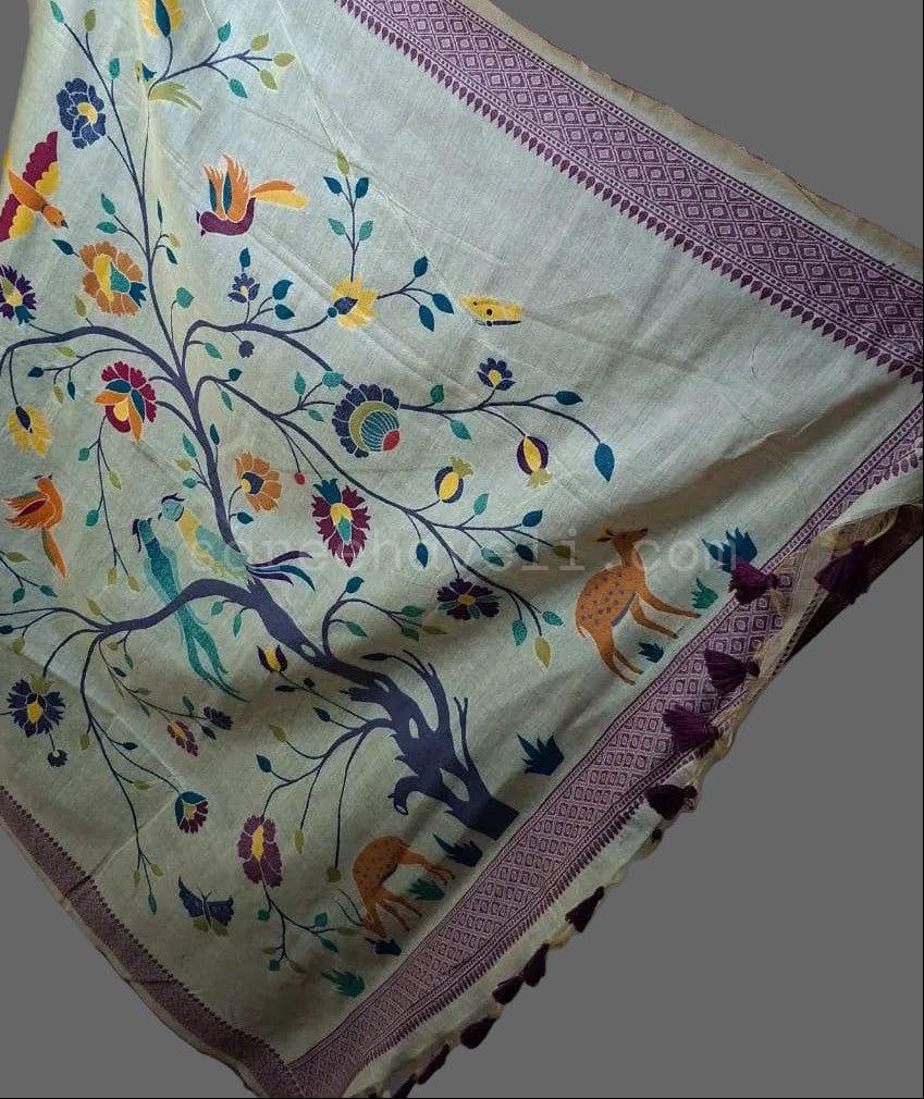 Muga Silk Saree with Artistic Pallu - Saree Haveli Default Title