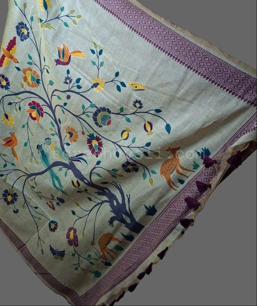Muga Silk Saree with Artistic Pallu - Saree Haveli Default Title