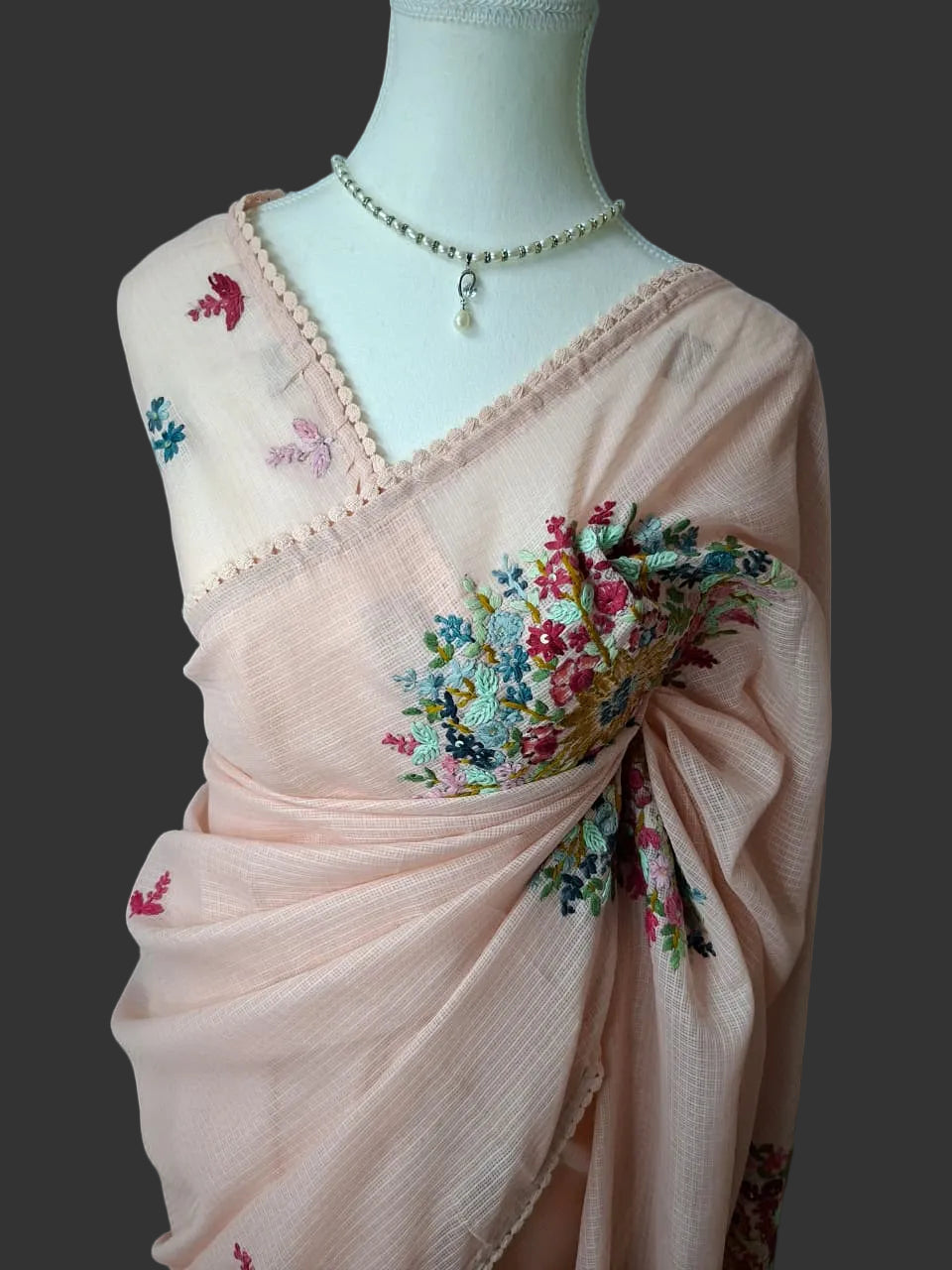 Floral Kantha Silky Kota Saree