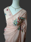 Floral Kantha Silky Kota Saree - Saree Haveli Off White