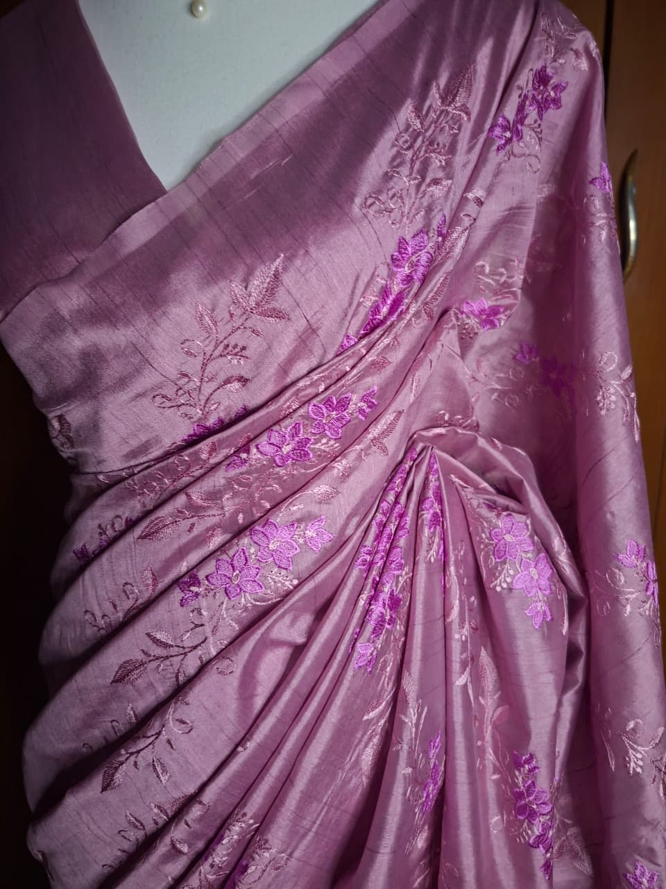 Blended Tussar-Embroideried Saree