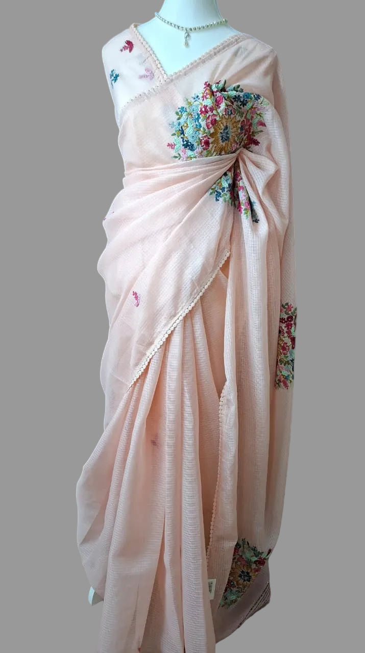 Floral Kantha Silky Kota Saree