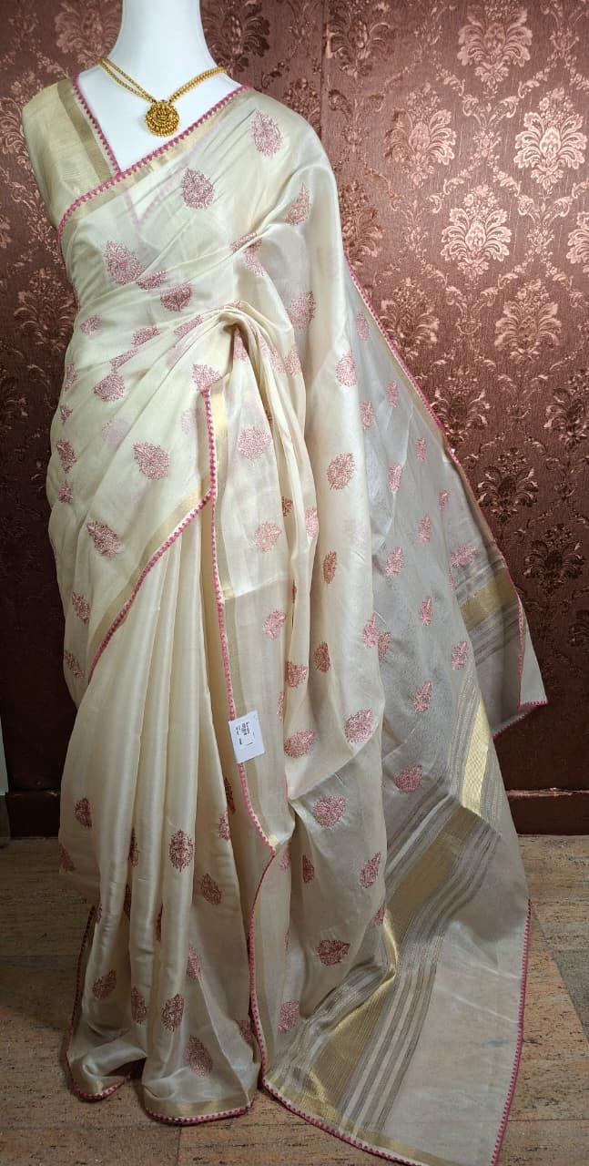 Bloom Butti Mul Chanderi - Saree Haveli Pink