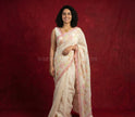 Spring Bloom Linen Tissue Saree - Saree Haveli Pink