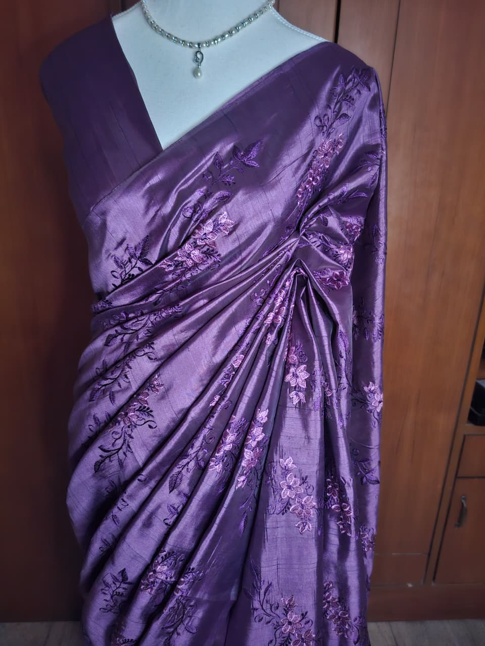 Blended Tussar-Embroideried Saree