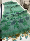 Rama Green Pichwai Woven Muga Silk Saree - Saree Haveli Default Title