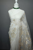 Ivory Bloom Semi Organza Floral Appliqué Saree