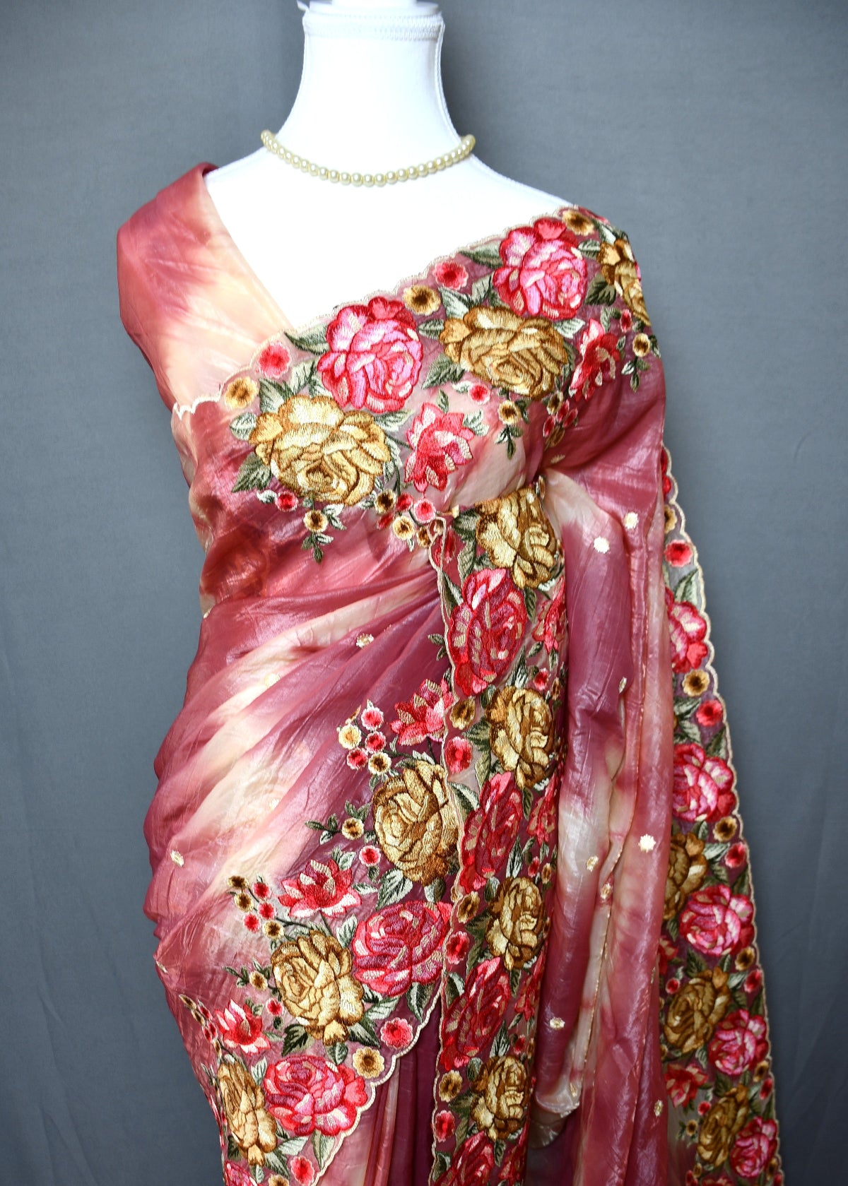 Vintage Colour Wash Crush Tussar Saree