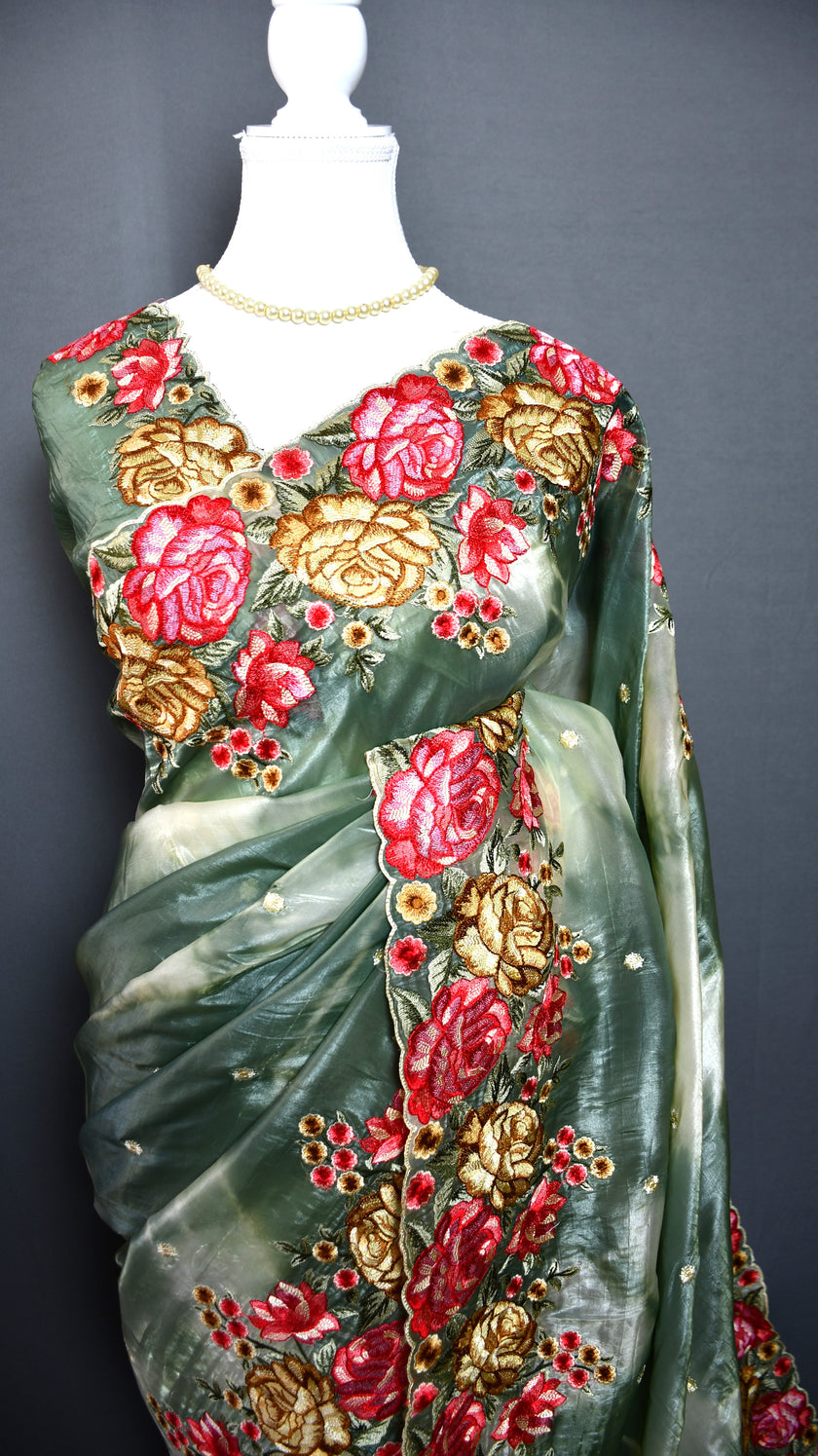 Vintage Colour Wash Crush Tussar Saree