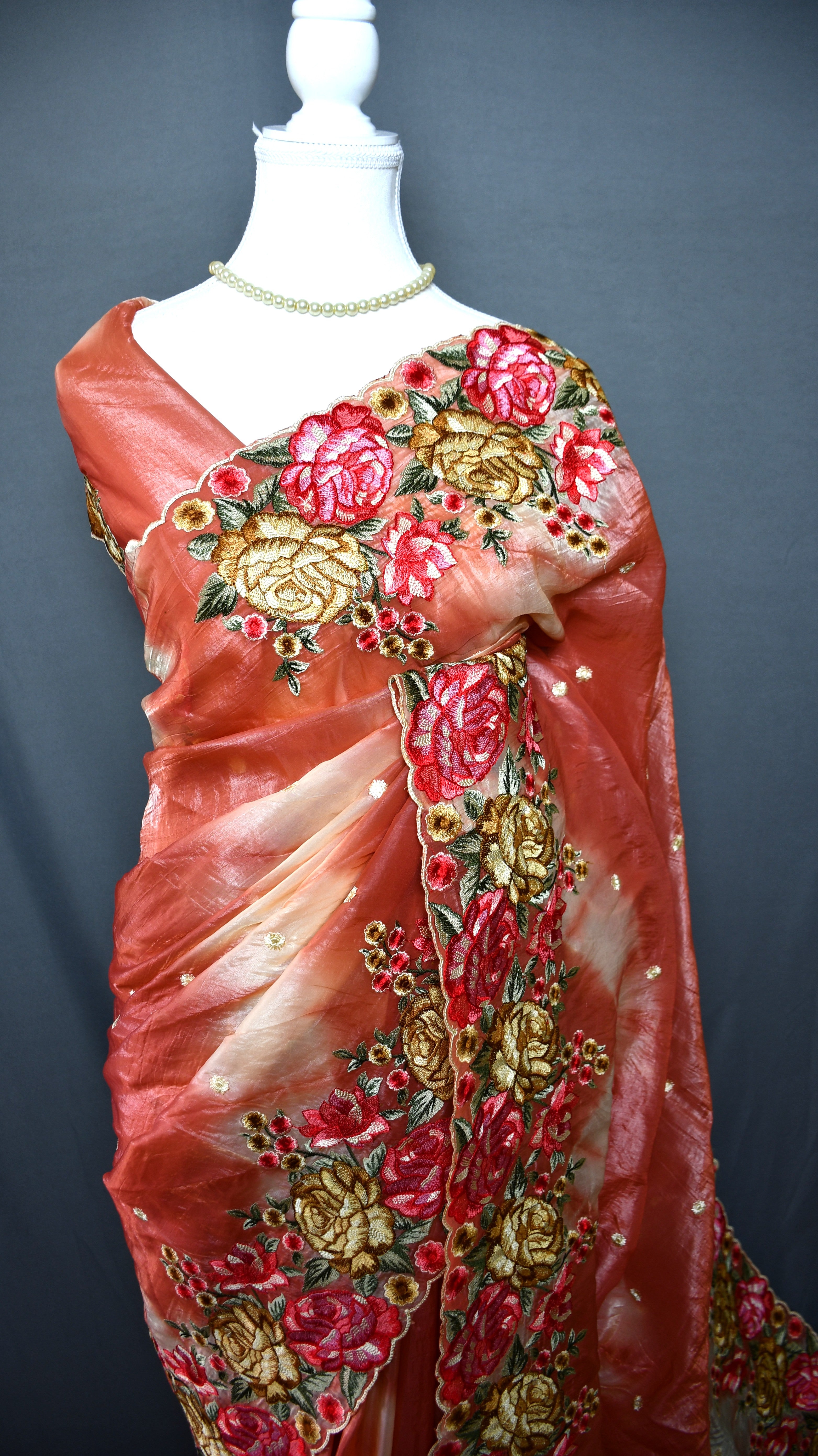 Vintage Colour Wash Crush Tussar Saree