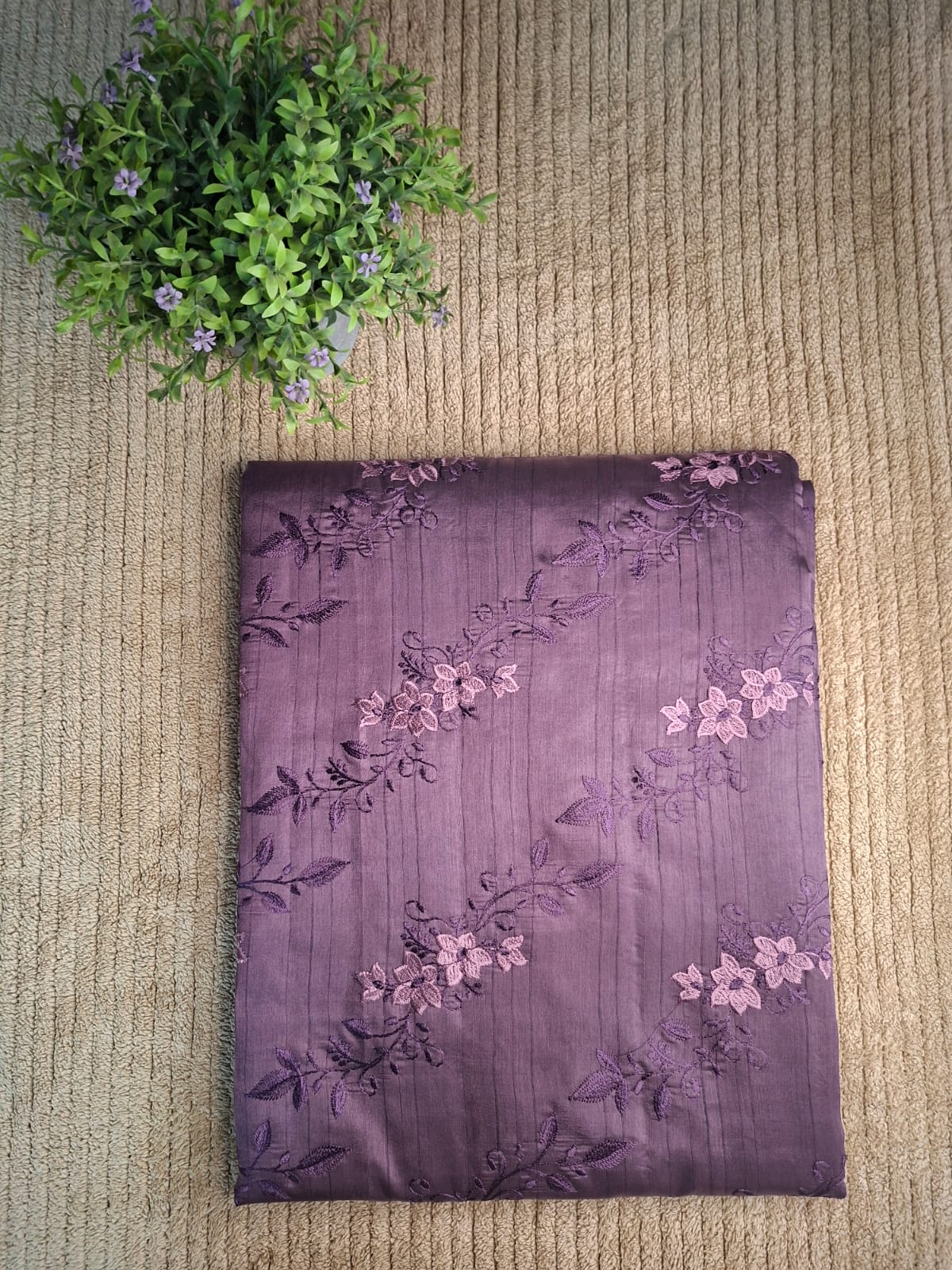 Blended Tussar-Embroideried Saree