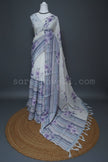 Floral Stripe Linen Saree