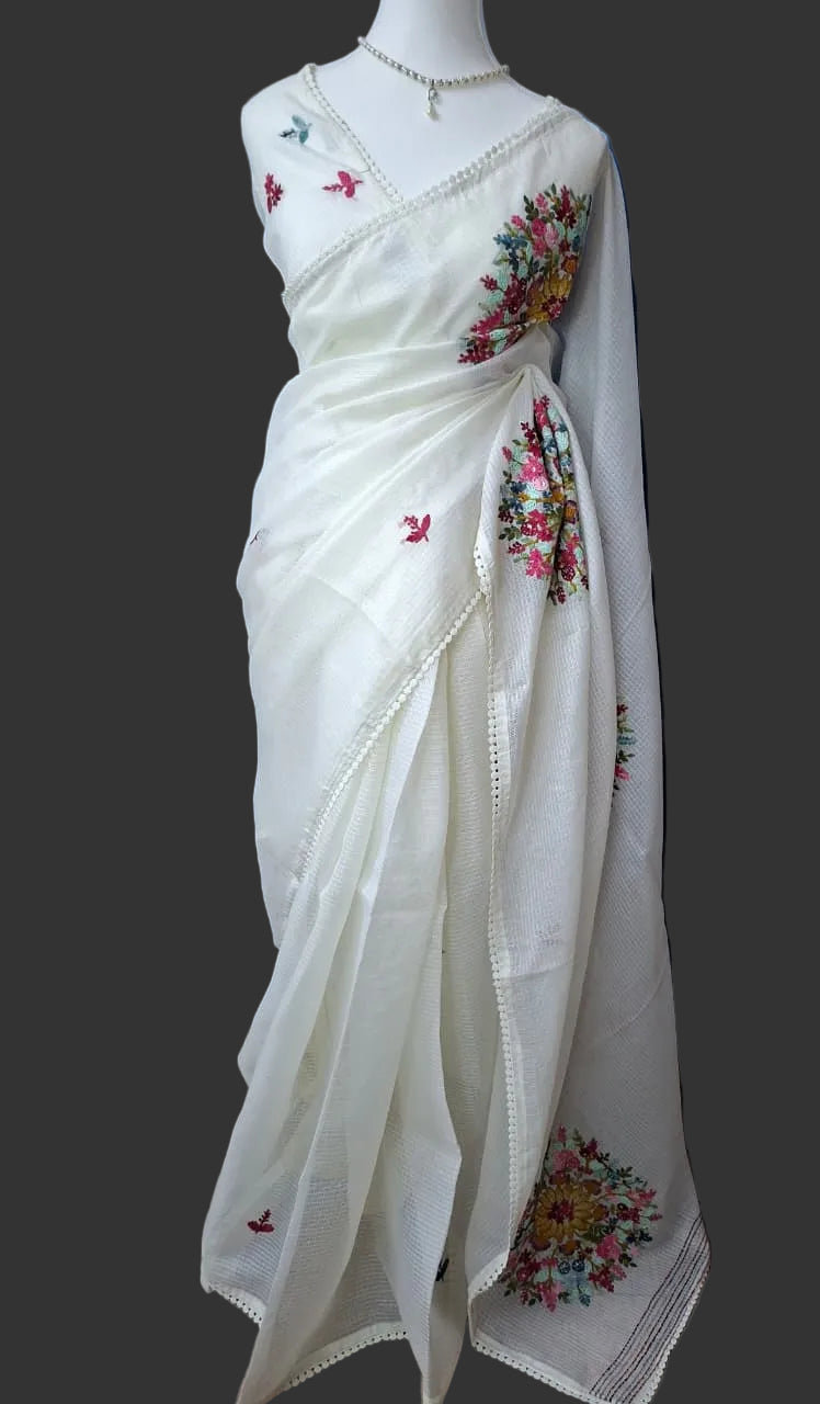 Floral Kantha Silky Kota Saree